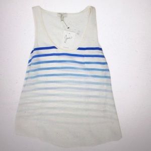 Joie White/Blue striped Rain B silk tank top